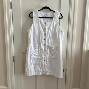 LINEN-BLEND SQUARE-NECK MINI DRESS